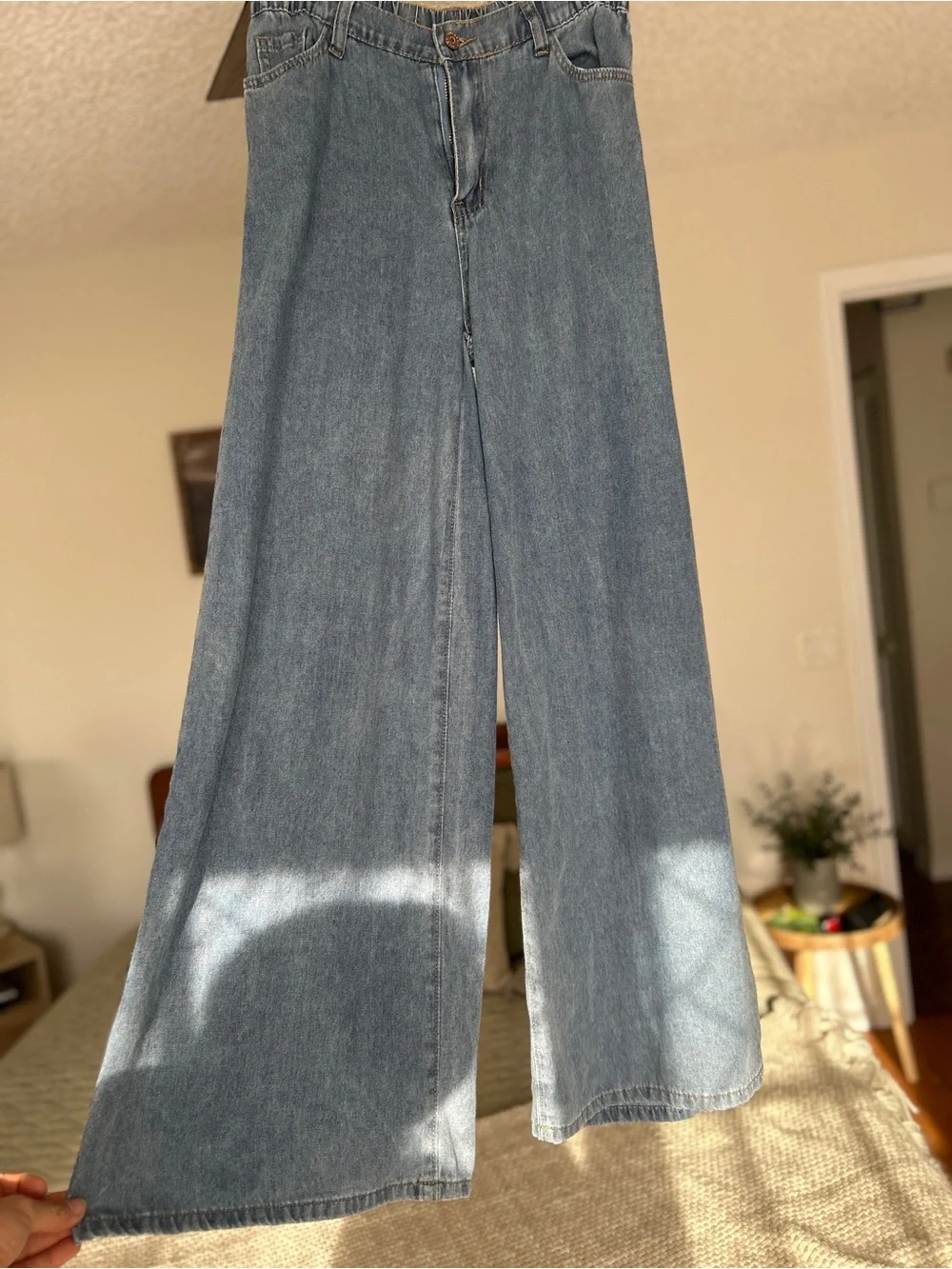 Sincerely Jules Wide-Leg Jeans — Light Blue Denim